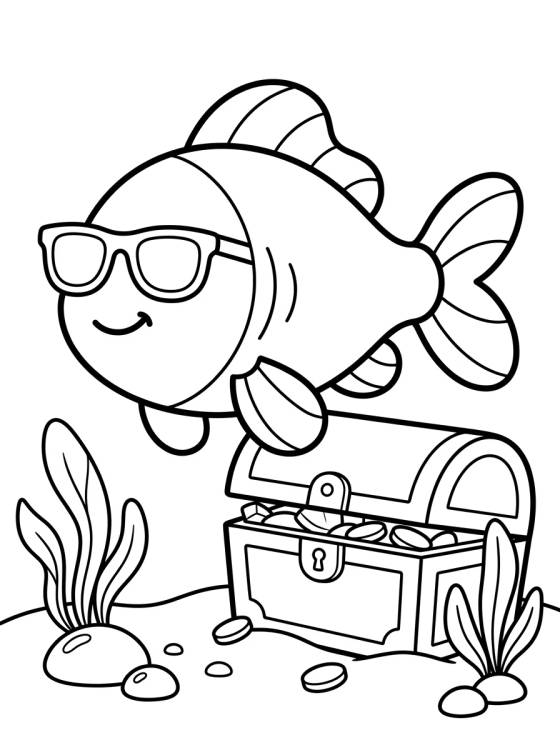 Pez con Gafas de Sol para colorir Desenho de Pez con Gafas de Sol para colorir e imprimir grátis
