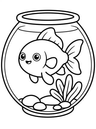 Pez Dorado en una Pecera Tierna para colorir Desenho de Pez Dorado en una Pecera Tierna para colorir e imprimir grátis