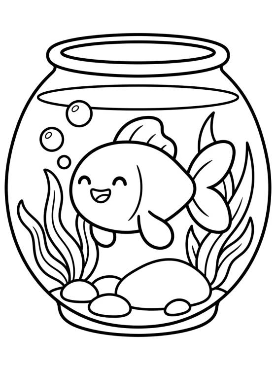 Pez Dorado en la Pecera para colorir Desenho de Pez Dorado en la Pecera para colorir e imprimir grátis