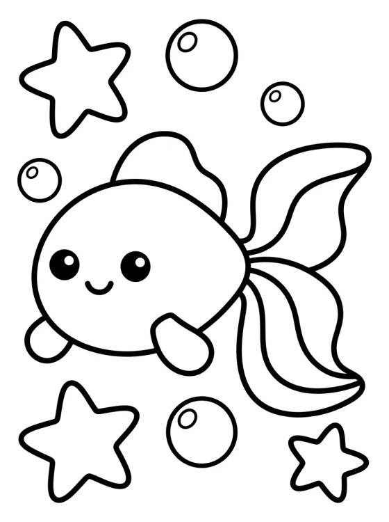 Pececito Mágico con Estrellas para colorir Desenho de Pececito Mágico con Estrellas para colorir e imprimir grátis