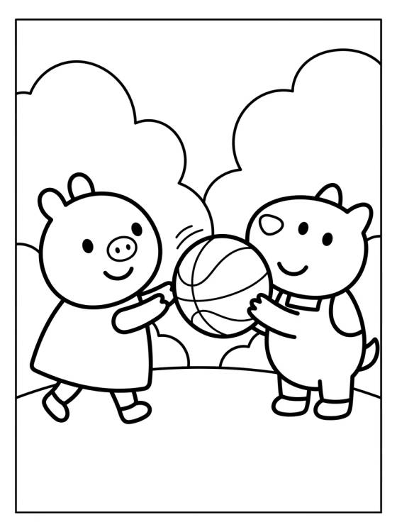 Peppa y Danny Perro Jugando Pelota para colorir Desenho de Peppa y Danny Perro Jugando Pelota para colorir e imprimir grátis