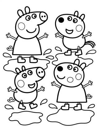 Peppa y Pedro Pony en el Lodo para colorir Desenho de Peppa y Pedro Pony en el Lodo para colorir e imprimir grátis