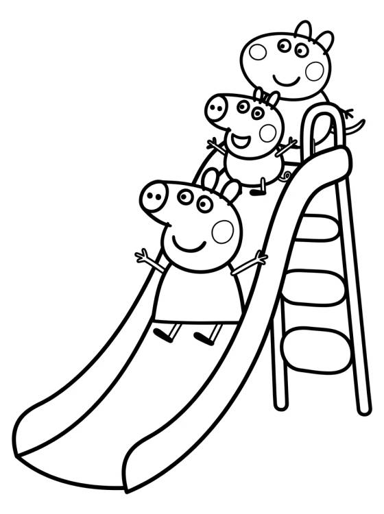 Peppa, George y Pedro Poni en el Parque para colorir Desenho de Peppa, George y Pedro Poni en el Parque para colorir e imprimir grátis