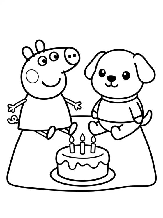 Peppa Pig y Danny Perro para colorir Desenho de Peppa Pig y Danny Perro para colorir e imprimir grátis