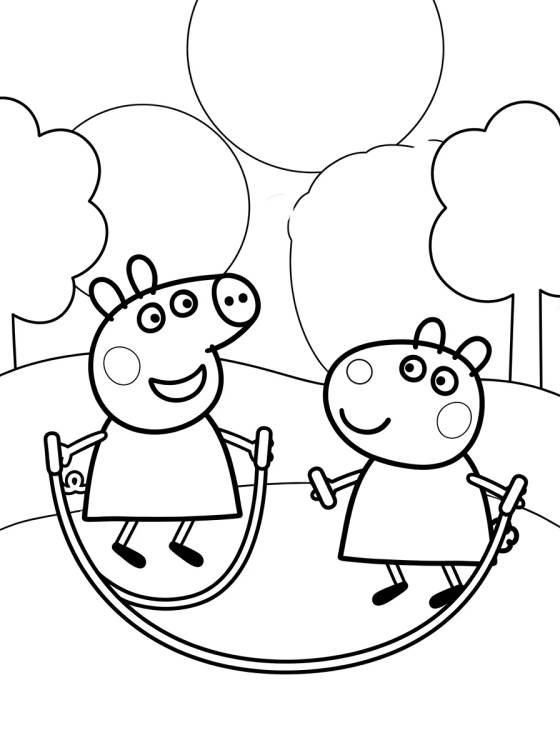 Peppa Pig y Suzy Oveja para colorir Desenho de Peppa Pig y Suzy Oveja para colorir e imprimir grátis