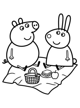 Día de Campo de Peppa y Rebecca Liebre para colorir Desenho de Día de Campo de Peppa y Rebecca Liebre para colorir e imprimir grátis