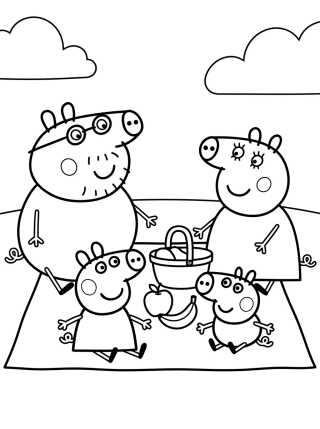 Familia Pig de Picnic para colorir Desenho de Familia Pig de Picnic para colorir e imprimir grátis