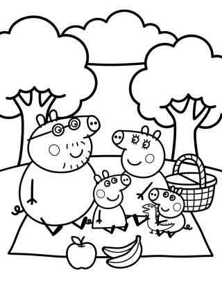 Familia Pig de Picnic para colorir Desenho de Familia Pig de Picnic para colorir e imprimir grátis