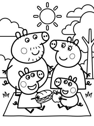 Familia Pig Reunida para colorir Desenho de Familia Pig Reunida para colorir e imprimir grátis
