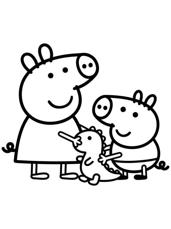 Peppa y George Jugando para colorir Desenho de Peppa y George Jugando para colorir e imprimir grátis