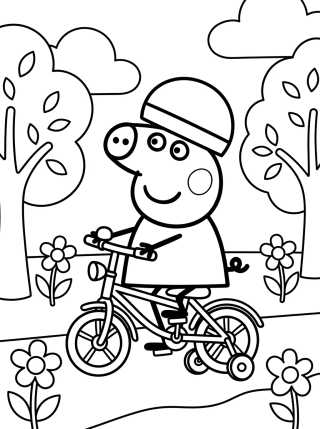 Peppa Pig en Bicicleta para colorir Desenho de Peppa Pig en Bicicleta para colorir e imprimir grátis