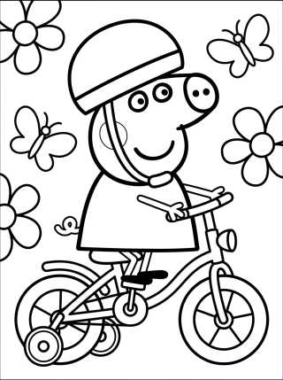 Peppa Pig en Bicicleta para colorir Desenho de Peppa Pig en Bicicleta para colorir e imprimir grátis