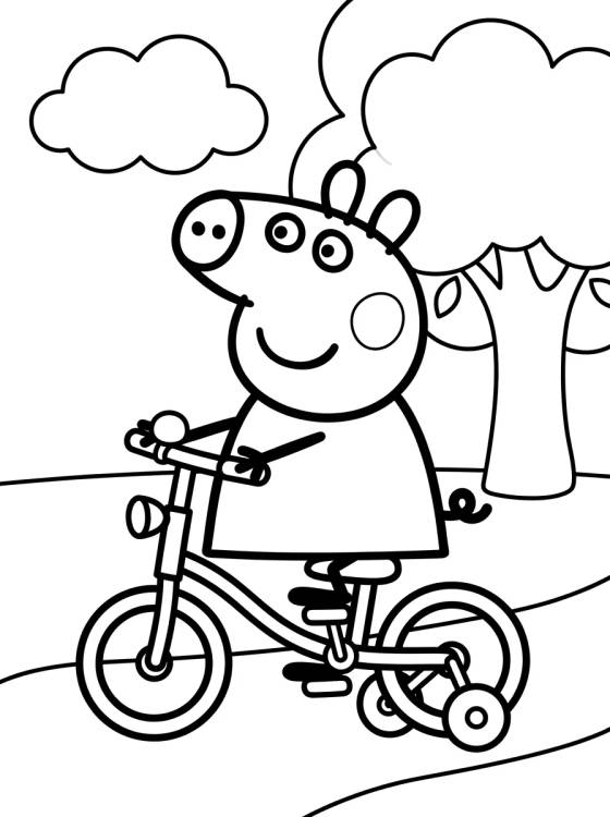 Peppa Pig en Bicicleta para colorir Desenho de Peppa Pig en Bicicleta para colorir e imprimir grátis
