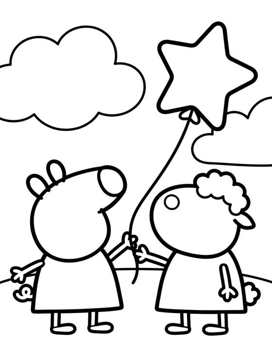 Peppa Pig y Suzy Oveja para colorir Desenho de Peppa Pig y Suzy Oveja para colorir e imprimir grátis