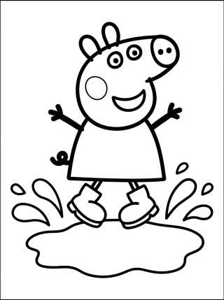 Peppa Pig Saltando en Charcos de Lodo para colorir Desenho de Peppa Pig Saltando en Charcos de Lodo para colorir e imprimir grátis