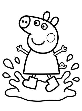 Peppa Pig Saltando en el Lodo para colorir Desenho de Peppa Pig Saltando en el Lodo para colorir e imprimir grátis