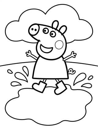 Peppa Pig Saltando en el Lodo para colorir Desenho de Peppa Pig Saltando en el Lodo para colorir e imprimir grátis