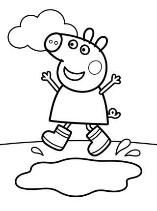 Peppa Pig Saltando en el Charco de Barro para colorir Desenho de Peppa Pig Saltando en el Charco de Barro para colorir e imprimir grátis