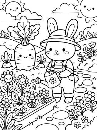 Conejita Jardinera con Zanahoria para colorir Desenho de Conejita Jardinera con Zanahoria para colorir e imprimir grátis