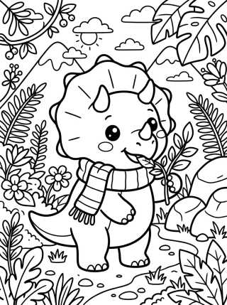 Dinosaurio Bebé con Bufanda para colorir Desenho de Dinosaurio Bebé con Bufanda para colorir e imprimir grátis