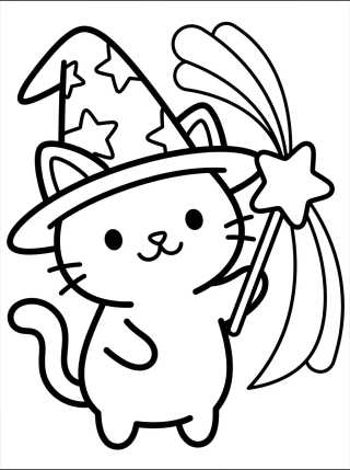Gatito Mago con Varita Mágica para colorir Desenho de Gatito Mago con Varita Mágica para colorir e imprimir grátis