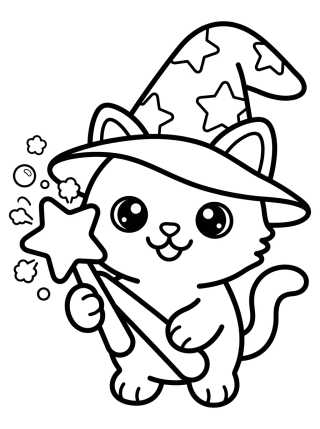 Gatito Mago Mágico para colorir Desenho de Gatito Mago Mágico para colorir e imprimir grátis