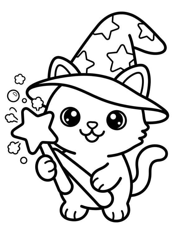 Gatito Mago Mágico para colorir Desenho de Gatito Mago Mágico para colorir e imprimir grátis