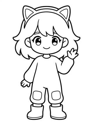 Niña con Diadema de Gatito para colorir Desenho de Niña con Diadema de Gatito para colorir e imprimir grátis