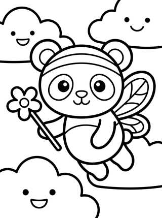 Panda Hada con Alitas para colorir Desenho de Panda Hada con Alitas para colorir e imprimir grátis