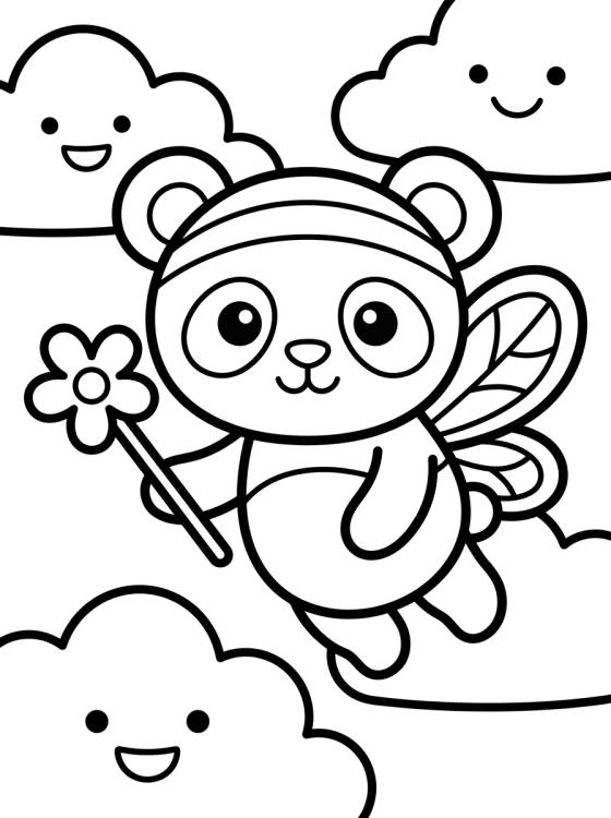 Panda Hada con Alitas para colorir Desenho de Panda Hada con Alitas para colorir e imprimir grátis