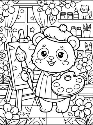 Panda Artista con Paleta de Colores para colorir Desenho de Panda Artista con Paleta de Colores para colorir e imprimir grátis