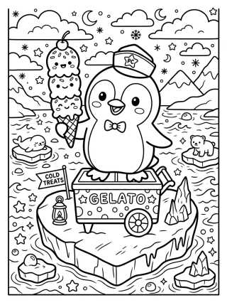 Pingüino Heladero en el Hielo para colorir Desenho de Pingüino Heladero en el Hielo para colorir e imprimir grátis