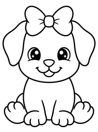 Perrito Lindo con Lazo para colorir Desenho de Perrito Lindo con Lazo para colorir e imprimir grátis