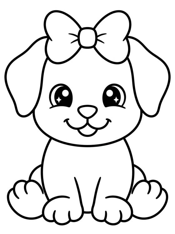 Perrito Lindo con Lazo para colorir Desenho de Perrito Lindo con Lazo para colorir e imprimir grátis