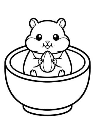 Hámster Adorable en su Plato de Comida para colorir Desenho de Hámster Adorable en su Plato de Comida para colorir e imprimir grátis