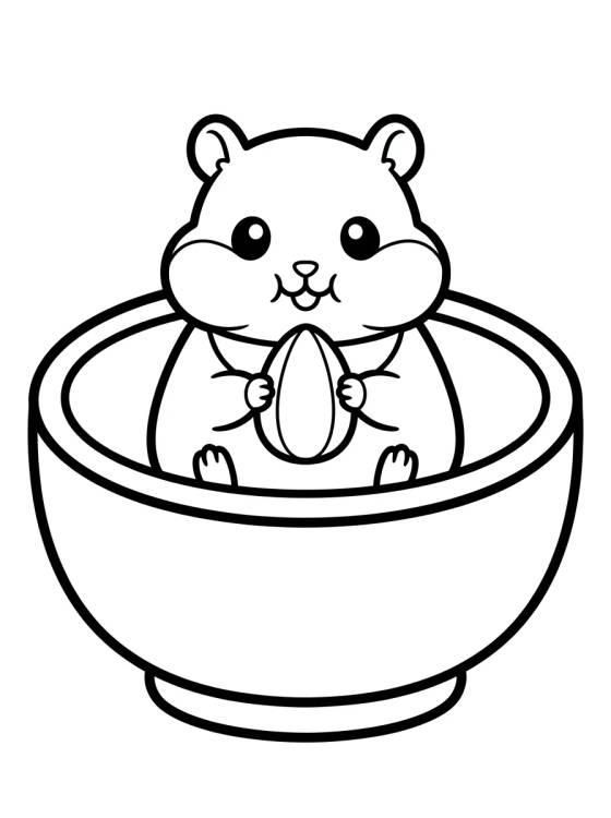 Hámster Adorable en su Plato de Comida para colorir Desenho de Hámster Adorable en su Plato de Comida para colorir e imprimir grátis