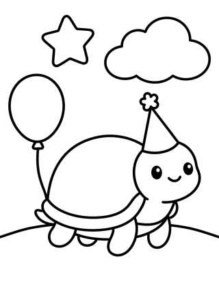 Tortuguita de Fiesta para colorir Desenho de Tortuguita de Fiesta para colorir e imprimir grátis