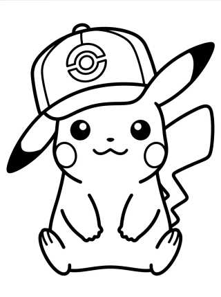 Pikachu con Gorra de Entrenador para colorir Desenho de Pikachu con Gorra de Entrenador para colorir e imprimir grátis
