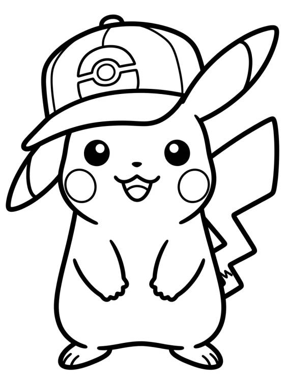 Pikachu con Gorra de Entrenador para colorir Desenho de Pikachu con Gorra de Entrenador para colorir e imprimir grátis