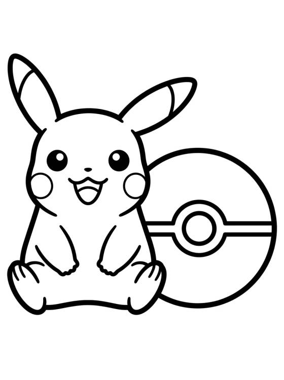 Pikachu con Pokébola para colorir Desenho de Pikachu con Pokébola para colorir e imprimir grátis