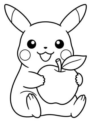 Pikachu Comiendo una Fruta para colorir Desenho de Pikachu Comiendo una Fruta para colorir e imprimir grátis