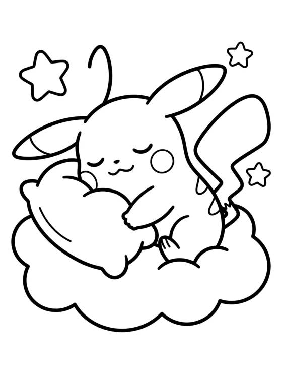 Pikachu Durmiendo en una Nube para colorir Desenho de Pikachu Durmiendo en una Nube para colorir e imprimir grátis