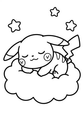 Pikachu Durmiendo para colorir Desenho de Pikachu Durmiendo para colorir e imprimir grátis