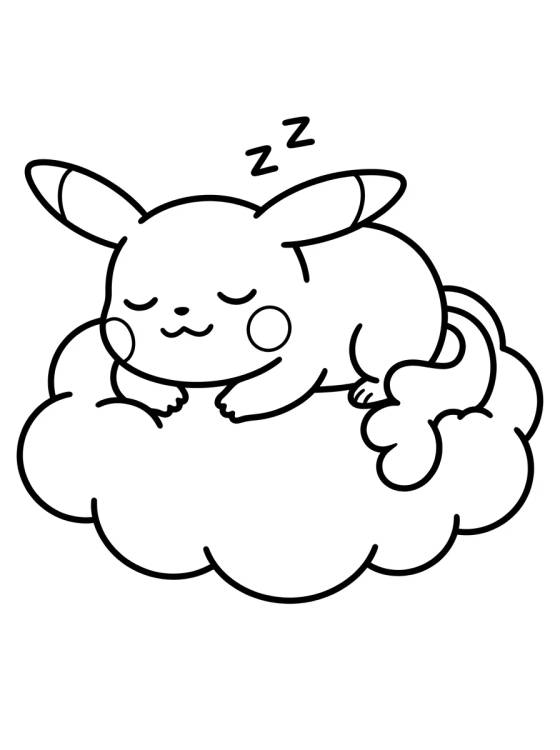 Pikachu Durmiendo en la Nube para colorir Desenho de Pikachu Durmiendo en la Nube para colorir e imprimir grátis