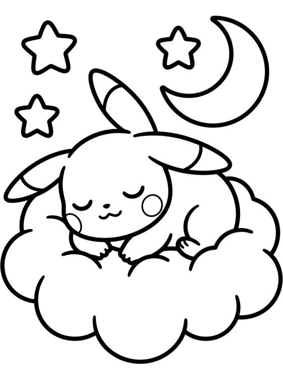 Pikachu Durmiendo en la Nube para colorir Desenho de Pikachu Durmiendo en la Nube para colorir e imprimir grátis