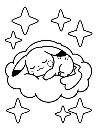 Pikachu Durmiendo en la Nube para colorir Desenho de Pikachu Durmiendo en la Nube para colorir e imprimir grátis