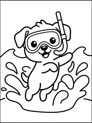 Perrito Buceando con Máscara para colorir Desenho de Perrito Buceando con Máscara para colorir e imprimir grátis