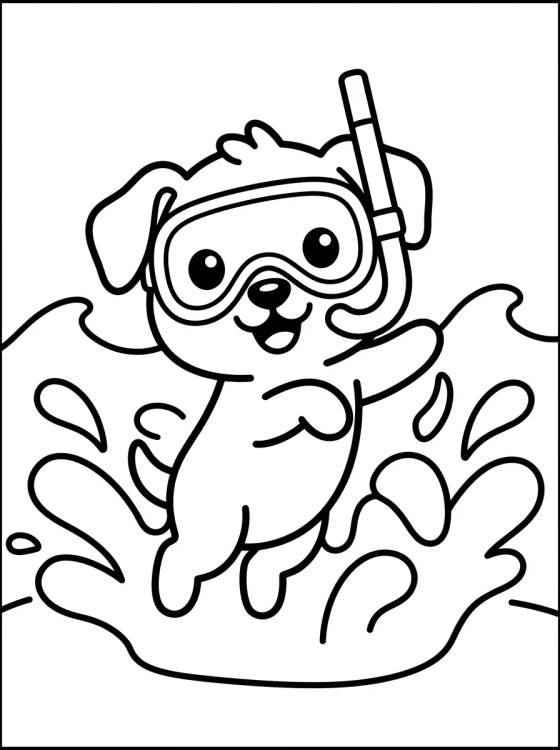 Perrito Buceando con Máscara para colorir Desenho de Perrito Buceando con Máscara para colorir e imprimir grátis
