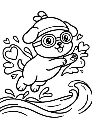 Perrito Dando un Clavado Divertido para colorir Desenho de Perrito Dando un Clavado Divertido para colorir e imprimir grátis