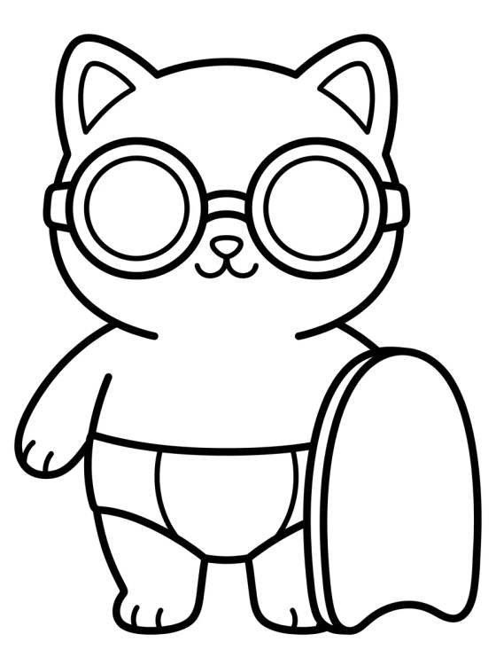 Gatito con Gafas de Natación para colorir Desenho de Gatito con Gafas de Natación para colorir e imprimir grátis